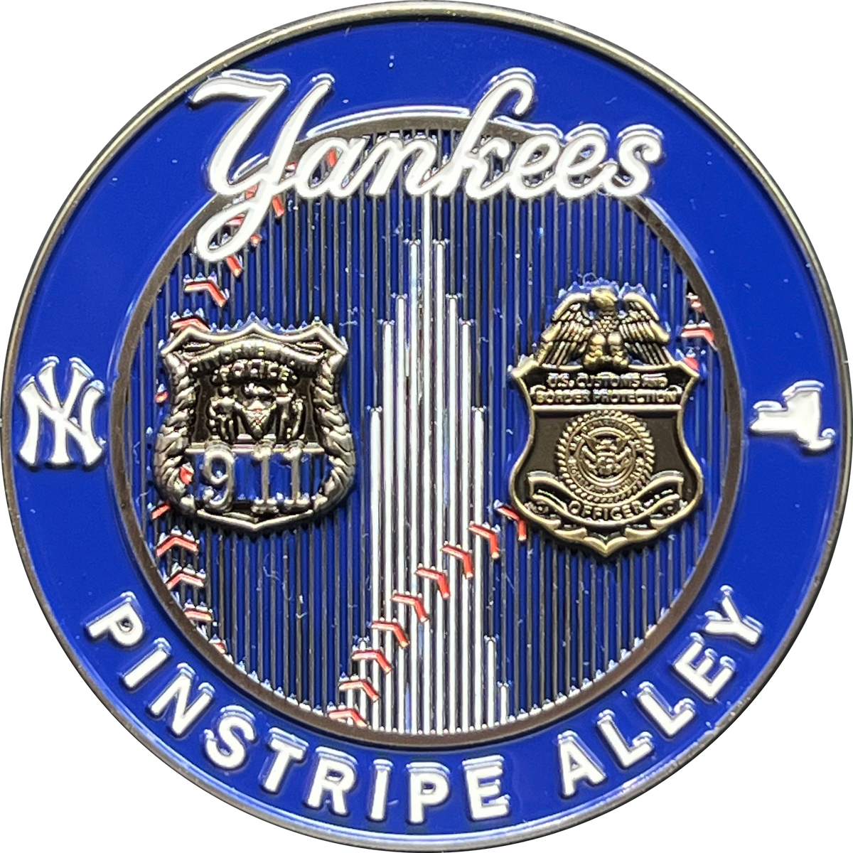 New York Yankees Steel Street Sign with logo-pinstripe Alley W/Ny Logo 36 W x 6 H