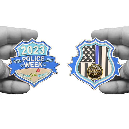 Border Patrol Agent Police Week 2023 Commemorative Thin Blue Line Memorial Challenge Coin