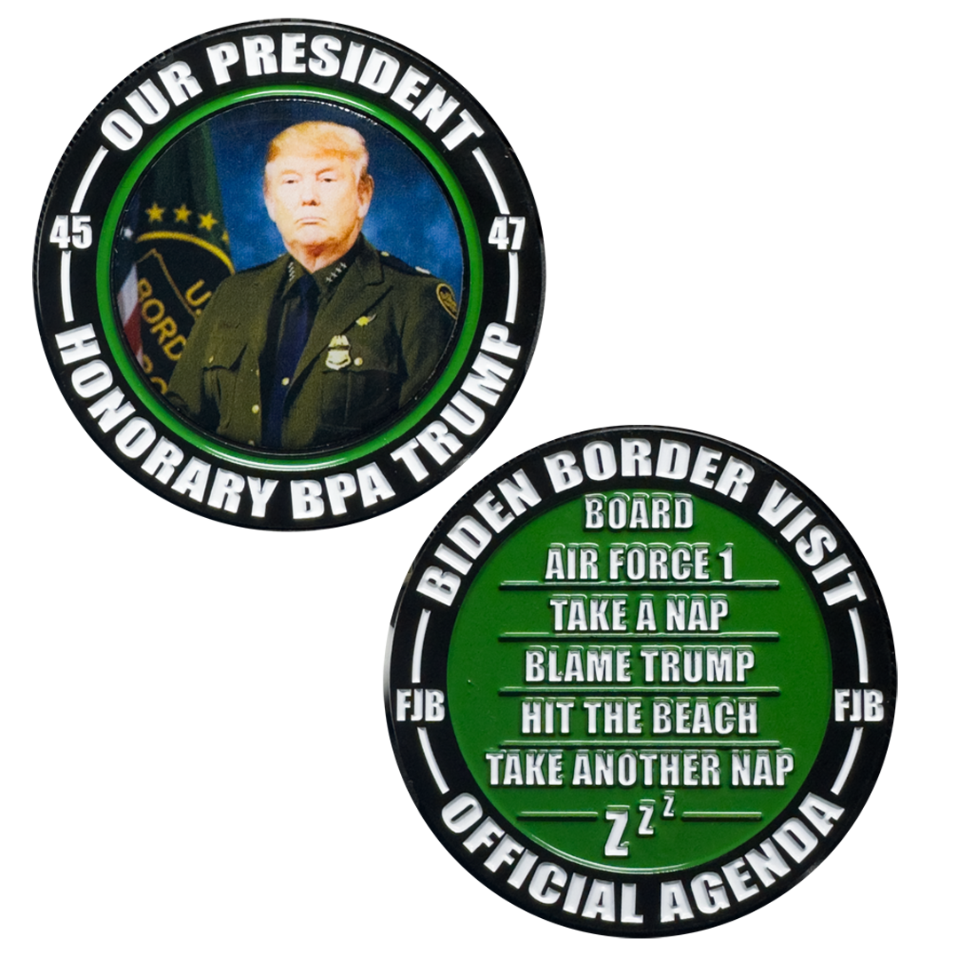 BL11-014 President Trump 2024 BPAs for Trump MAGA CBP Border Patrol Challenge Coin