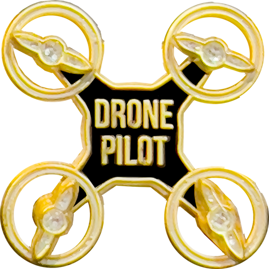 PBX-005-K Gold UAS FAA Commercial Drone Pilot pin with spinning propellers
