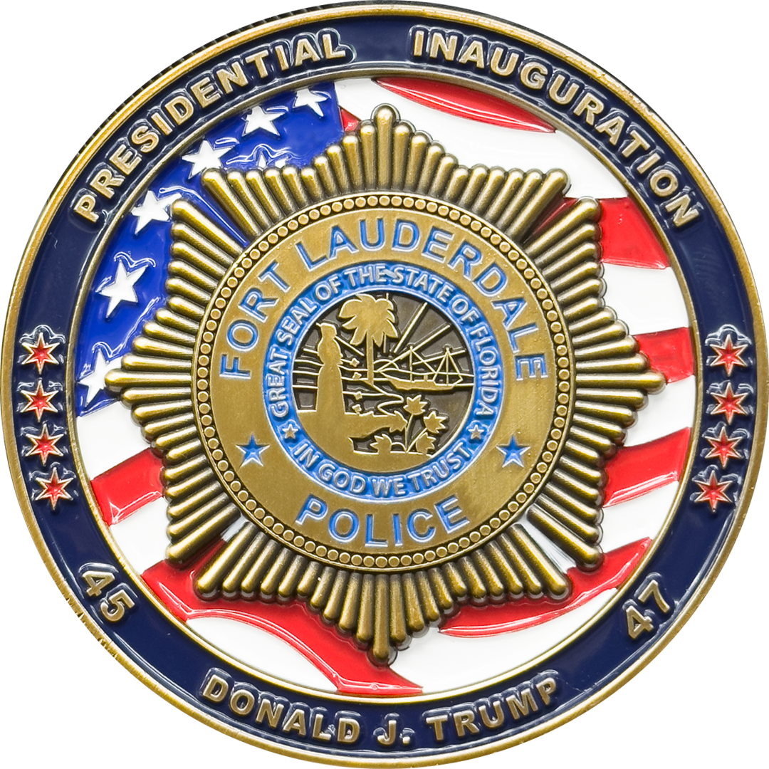 EL9-10B Trump Vance Presidential Inauguration 47 Challenge Coin Fort Lauderdale Police MAGA