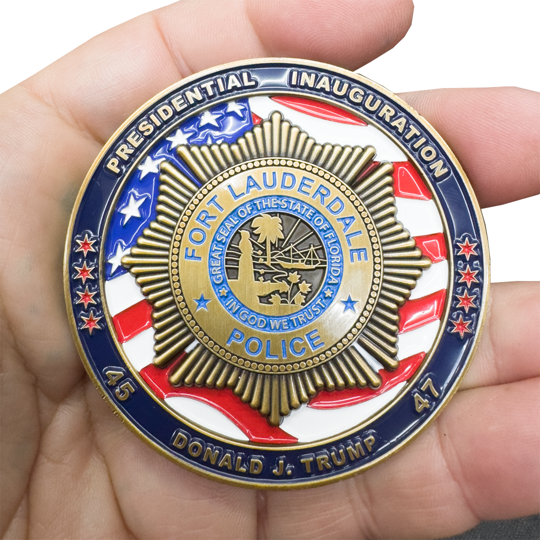 EL9-10B Trump Vance Presidential Inauguration 47 Challenge Coin Fort Lauderdale Police MAGA