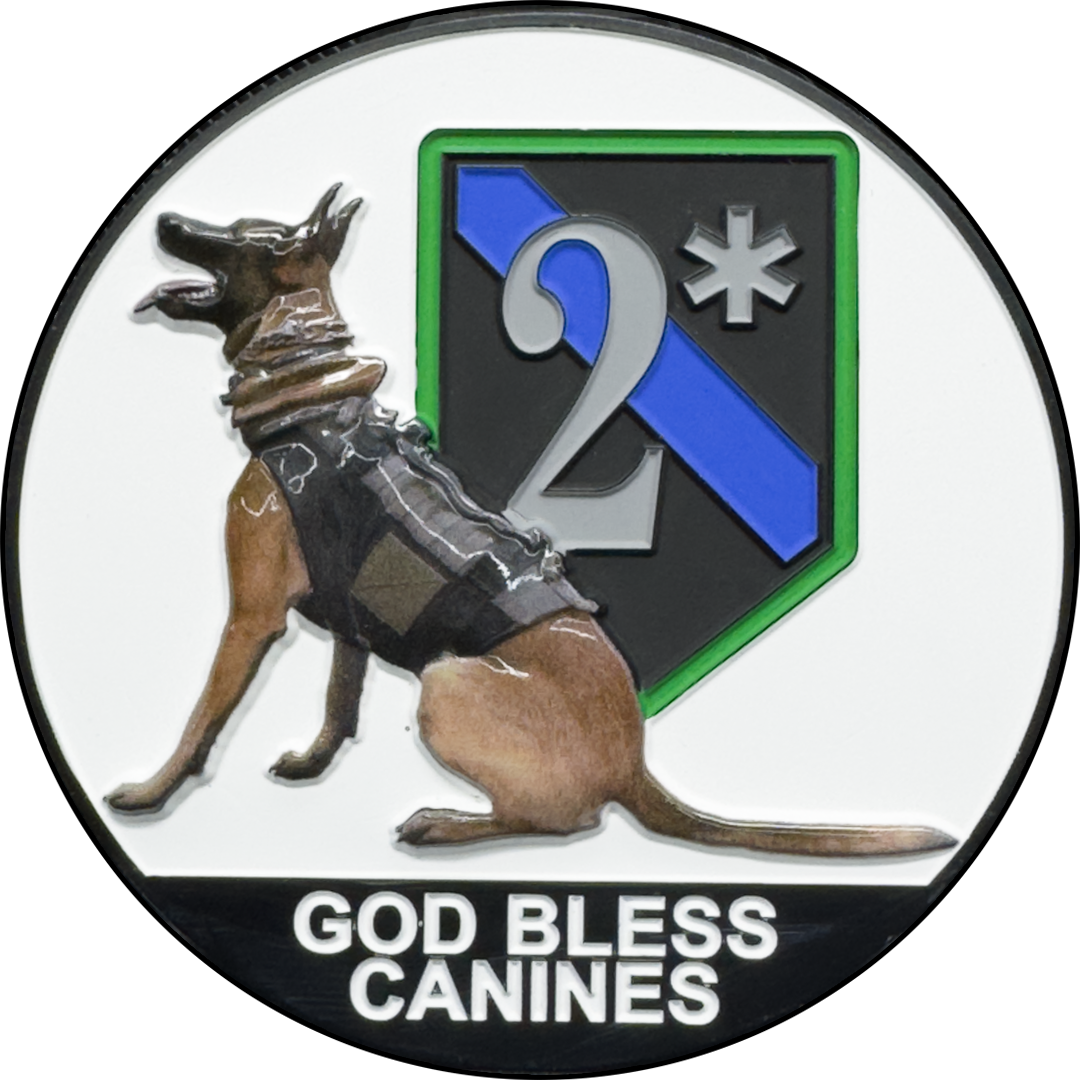 DL3-09 2* God Bless Canines Police Dog Challenge Coin Thin Blue Line K9 Military