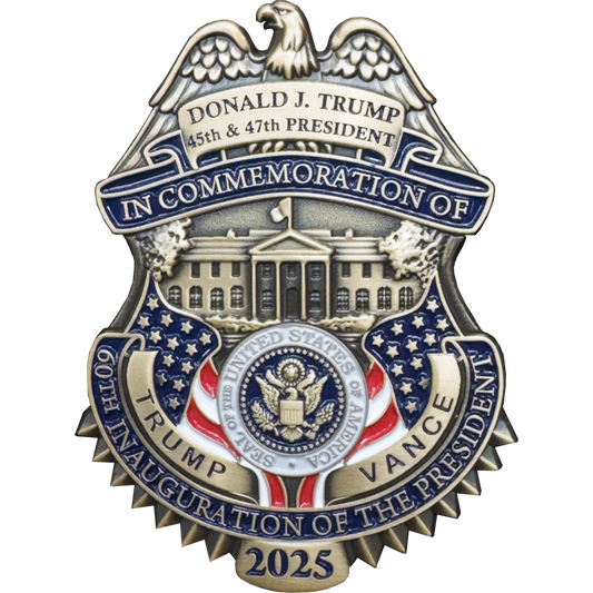 DD-005 Trump Vance Presidential Inauguration 47 Full Size Commemorative with hinged pin back 60th