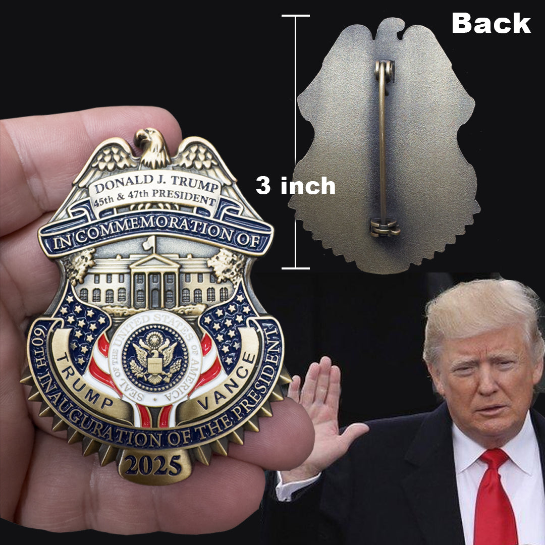 DD-005 Trump Vance Presidential Inauguration 47 Full Size Commemorative with hinged pin back 60th