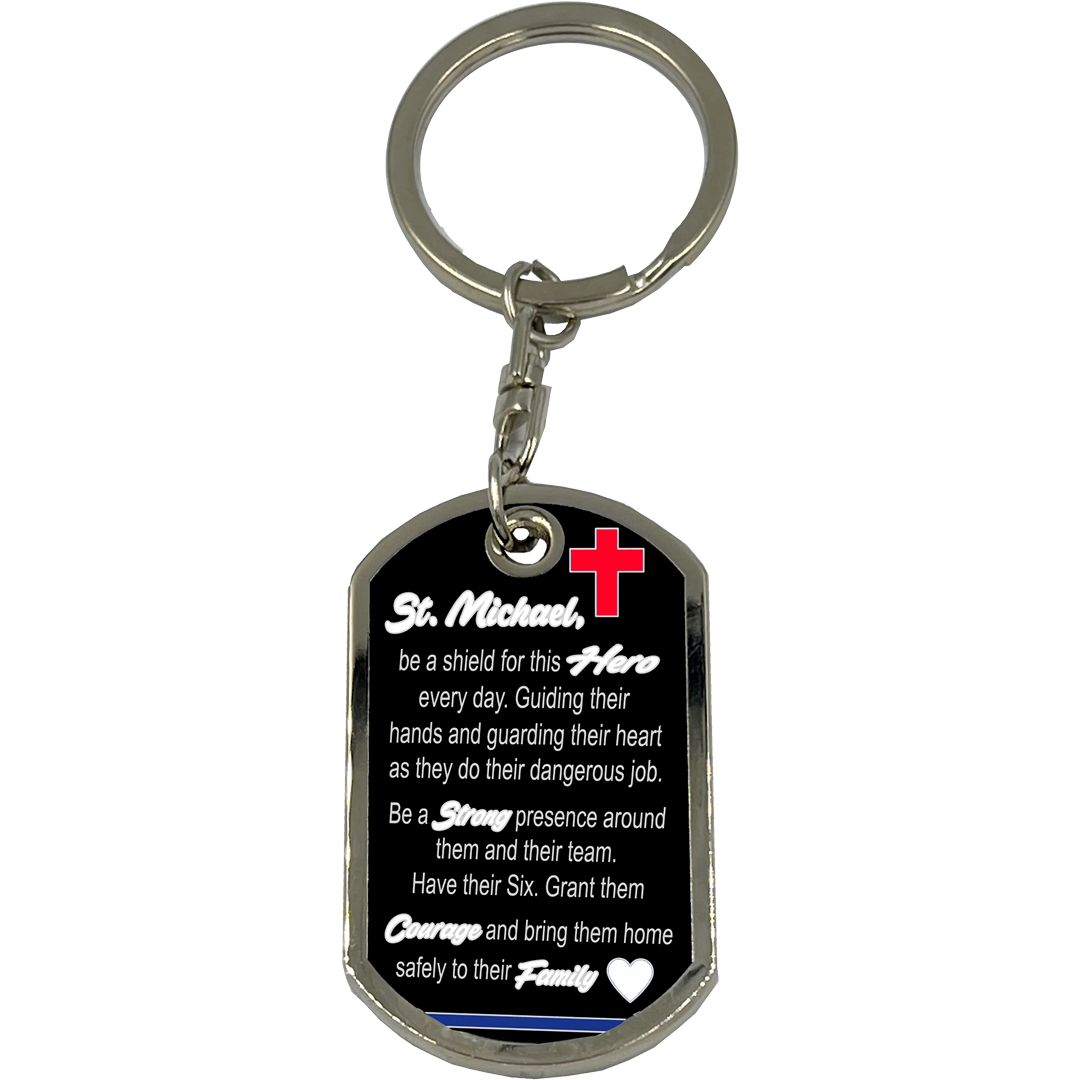 GL4-004 Lineman Prayer Saint Michael Protect Us Challenge Coin Dog Tag Keychain Electrician Poleman