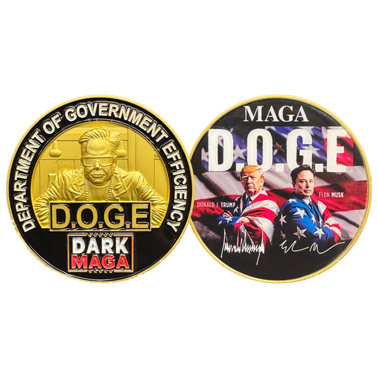 GL13-005 President Donald Trump MAGA Elon Musk Challenge Coin for DOGE Department of Government Efficiency