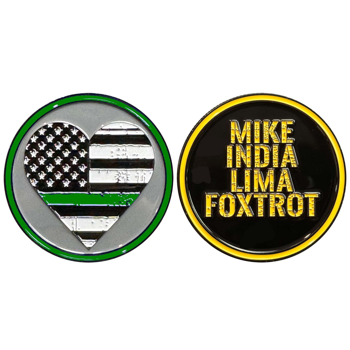 GL2-018 MILF Military Border Patrol Challenge Coin Thin Green Line Heart Flag Wife Girlfriend Sidepiece gifts