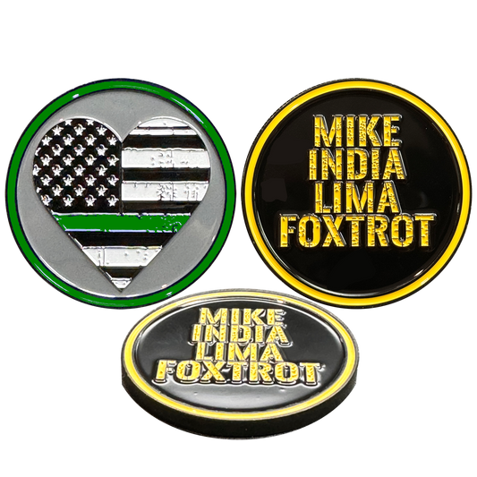 GL2-018 MILF Military Border Patrol Challenge Coin Thin Green Line Heart Flag Wife Girlfriend Sidepiece gifts