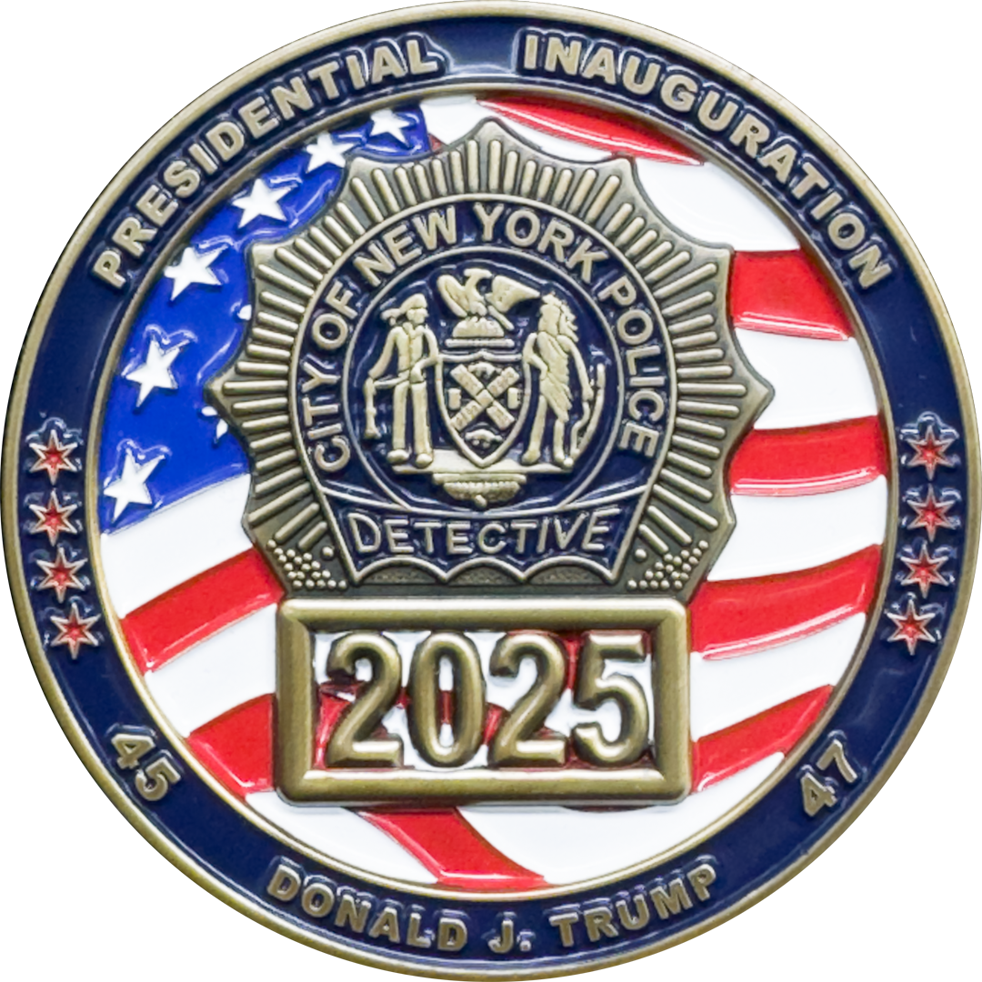 EL16-007 Trump Vance Presidential Inauguration New York City Police Detective 47 Challenge Coin for NYPD MAGA