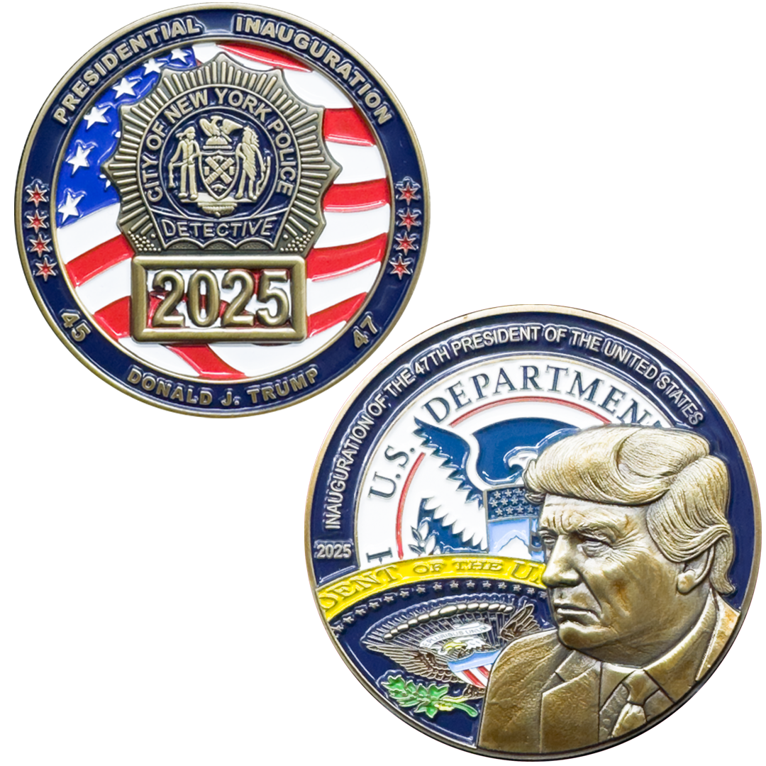 EL16-007 Trump Vance Presidential Inauguration New York City Police Detective 47 Challenge Coin for NYPD MAGA