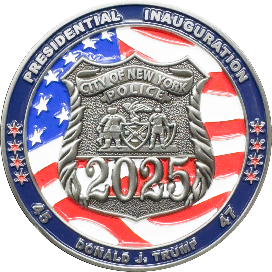 EL16-006 Trump Vance Presidential Inauguration New York City Police 47 Challenge Coin for NYPD MAGA