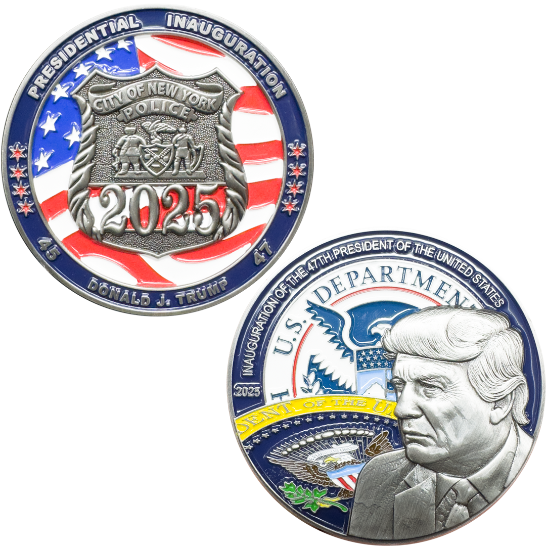 EL16-006 Trump Vance Presidential Inauguration New York City Police 47 Challenge Coin for NYPD MAGA