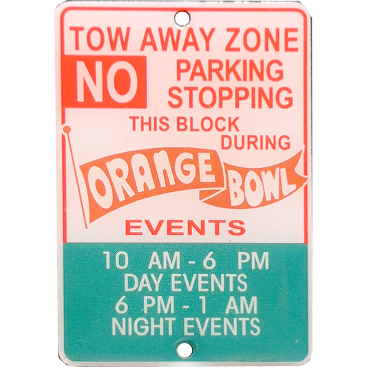 GL16-008 The U Orange Bowl Stadium Vintage street sign lapel pin Miami Tow Away Zone