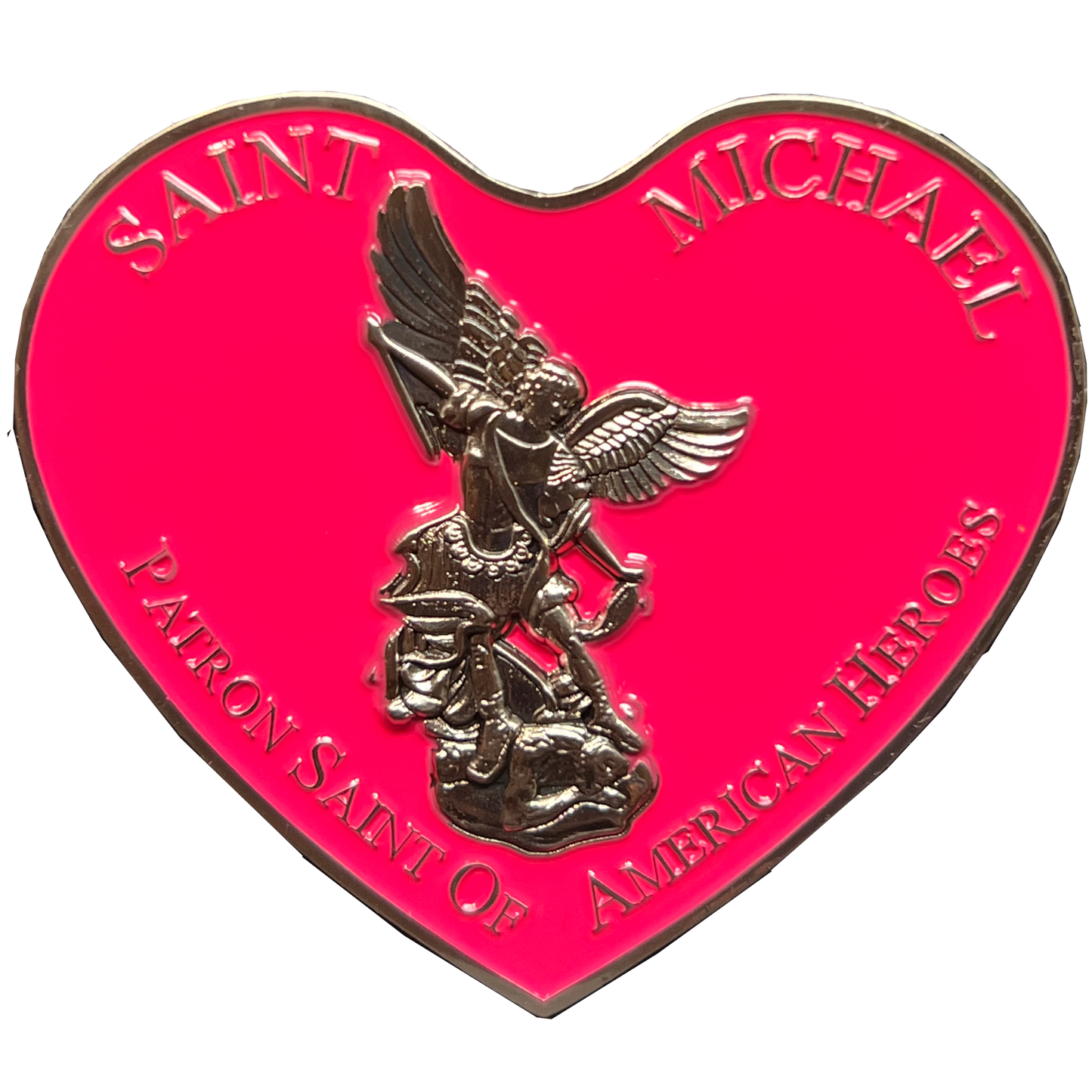 BL16-012 Thin Pink Line Breast Cancer Survivor AMERICAN FLAG St. Michael Heart Love prayer Patron Saint Military Police Veteran Paramedic First Responder