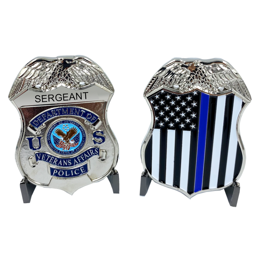 EL20-24 Sergeant VA Veterans Affairs Administration Challenge Coin Police Thin Blue Line Flag