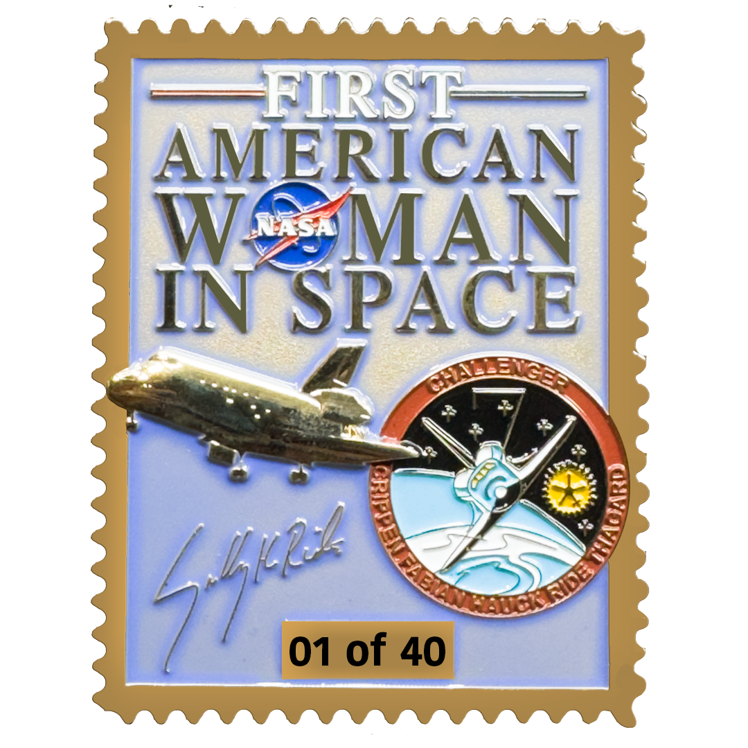 CL2-18 Sally Ride NASA Challenger First American Woman in Space stamp style Challenge Coin