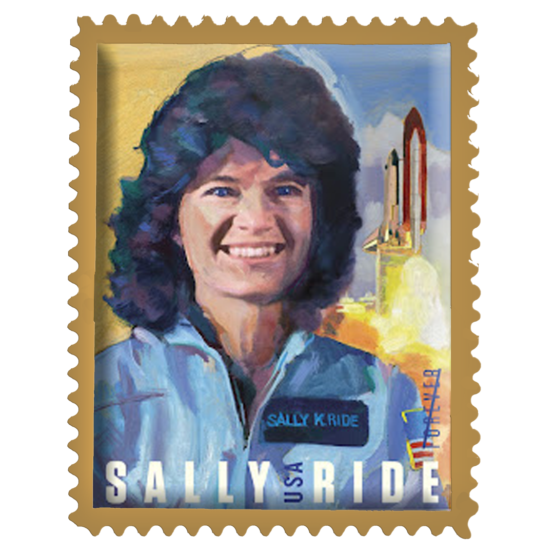 CL2-18 Sally Ride NASA Challenger First American Woman in Space stamp style Challenge Coin