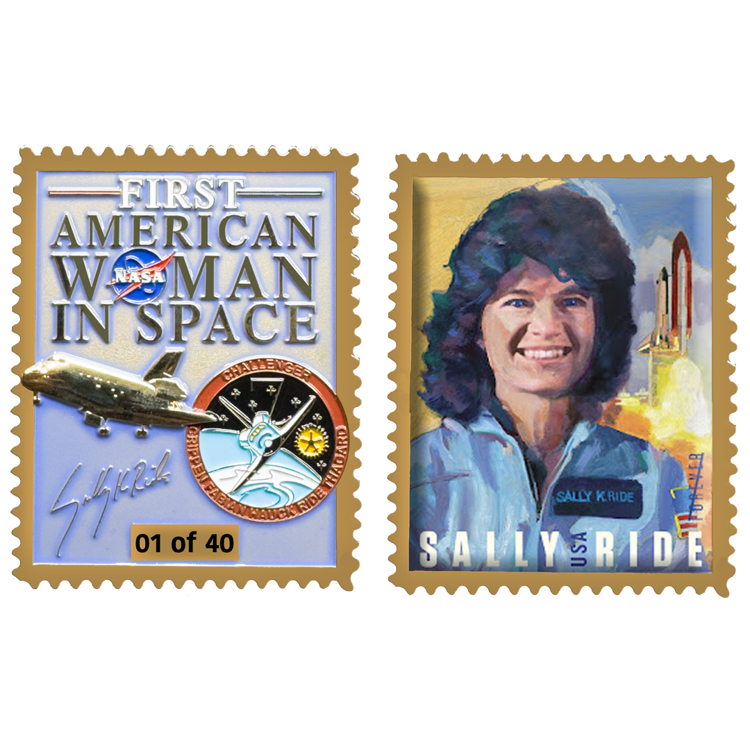 CL2-18 Sally Ride NASA Challenger First American Woman in Space stamp style Challenge Coin