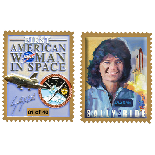 CL2-18 Sally Ride NASA Challenger First American Woman in Space stamp style Challenge Coin