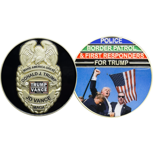 CL12-02 Police Border Patrol for President Donald J. Trump JD Vance MAGA Challenge Coin