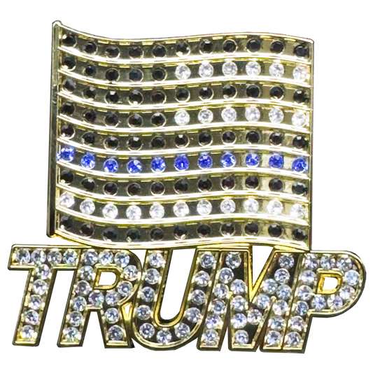 CL-EE Crystal TRUMP flag pin brooch for MAGA Make America Great Again 2024 Back the Blue