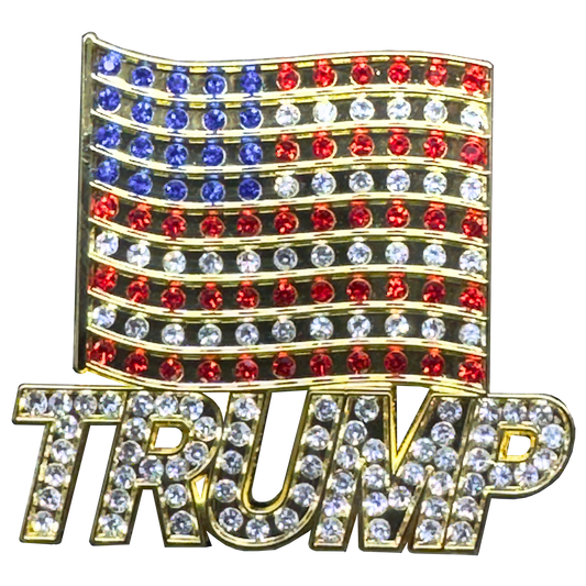 G-018 Crystal TRUMP flag pin brooch for MAGA Make America Great Again 2024 JD Vance