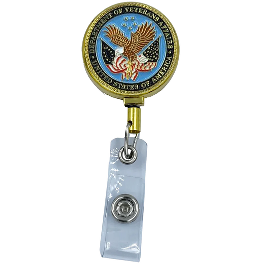 CL8-01 Veterans Affairs Retractable ID reel metal ID card holder VA