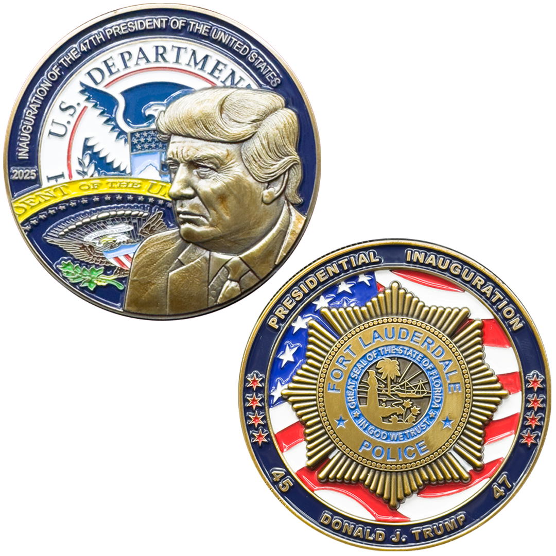 EL9-10B Trump Vance Presidential Inauguration 47 Challenge Coin Fort Lauderdale Police MAGA