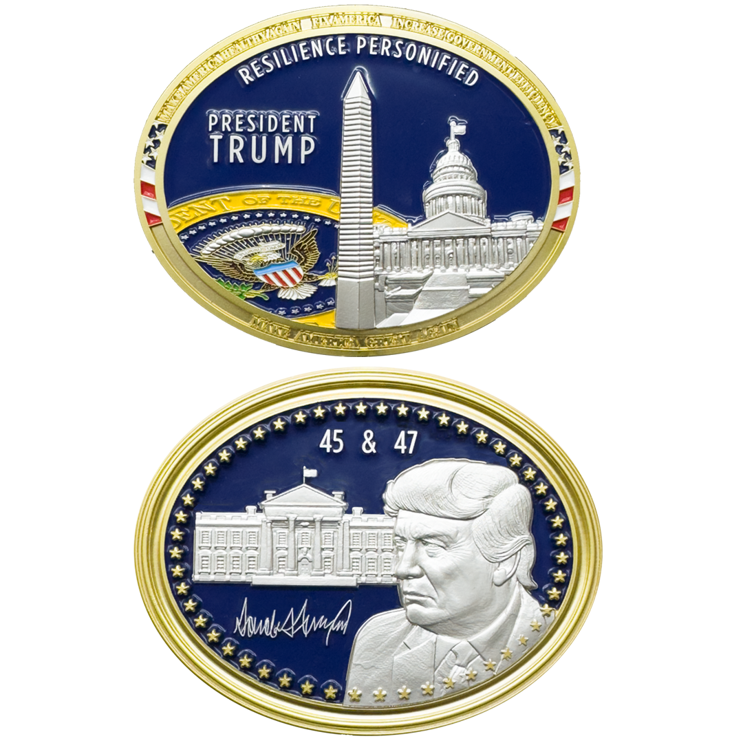 EL15-5 President Trump 47 Challenge Coin MAGA Resilience Personified