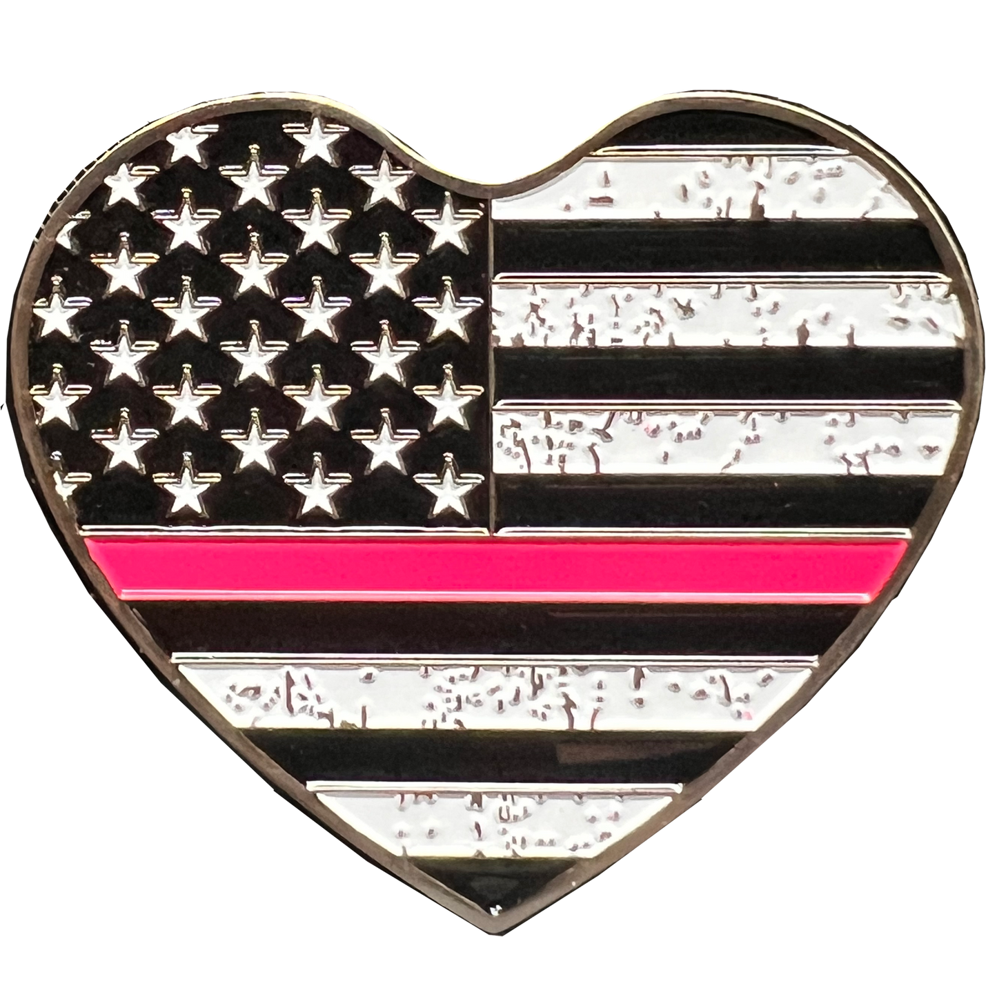 BL16-012 Thin Pink Line Breast Cancer Survivor AMERICAN FLAG St. Michael Heart Love prayer Patron Saint Military Police Veteran Paramedic First Responder