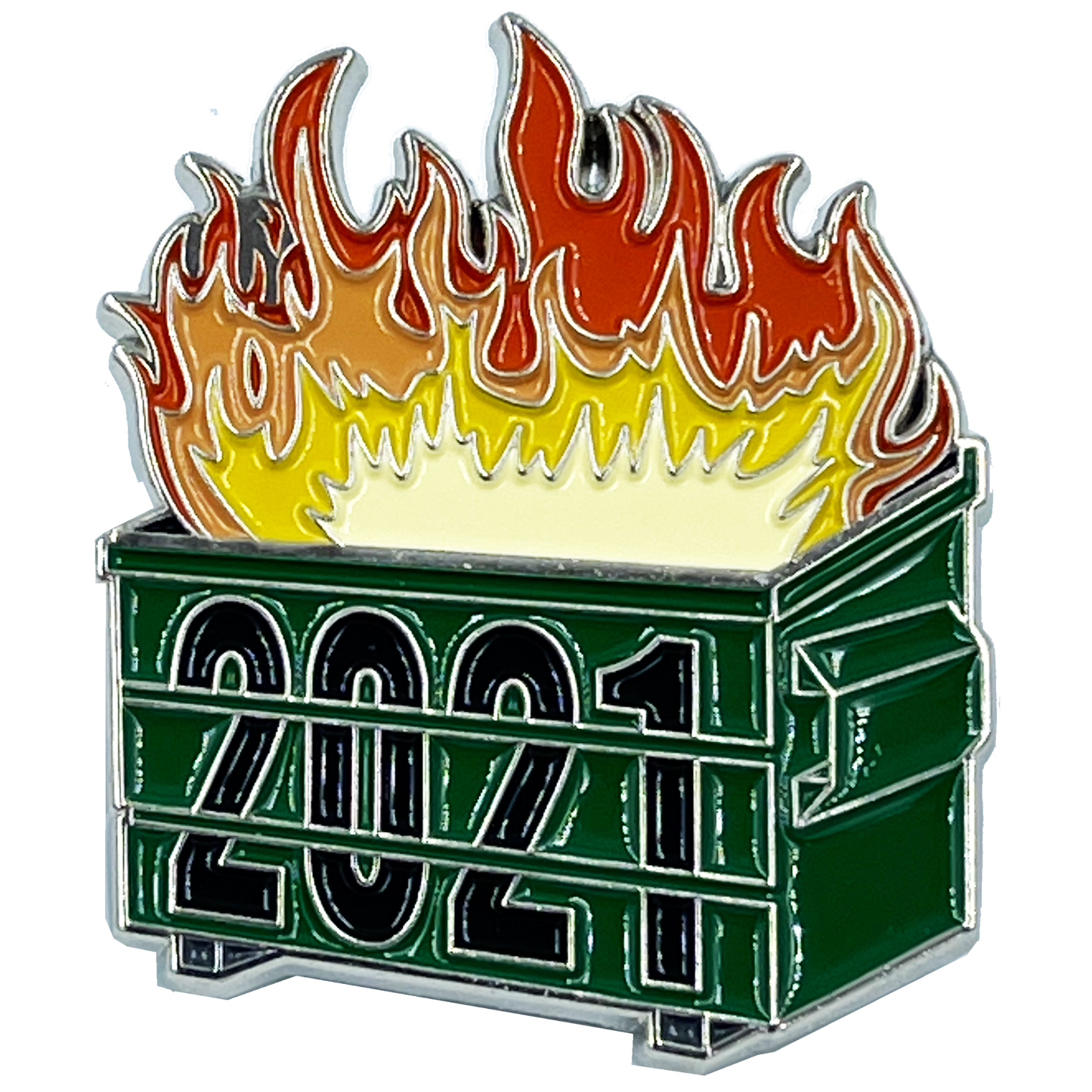 BL11-017 Official 2021 Dumpster Fire Collectible Pin with dual pin posts Pandemic, Killer Wasps, Riots, Police, Rioters