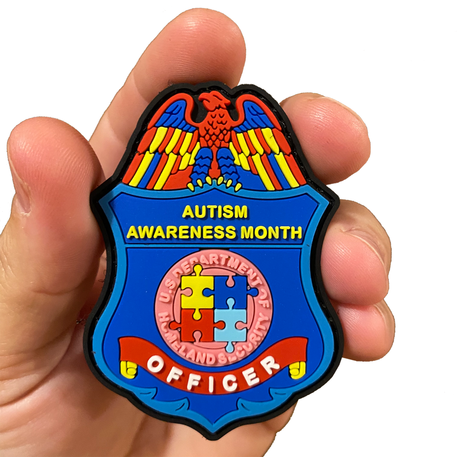 El13 014 Autism Awareness Month Officer Police Pvc Patch Americas Front Line®