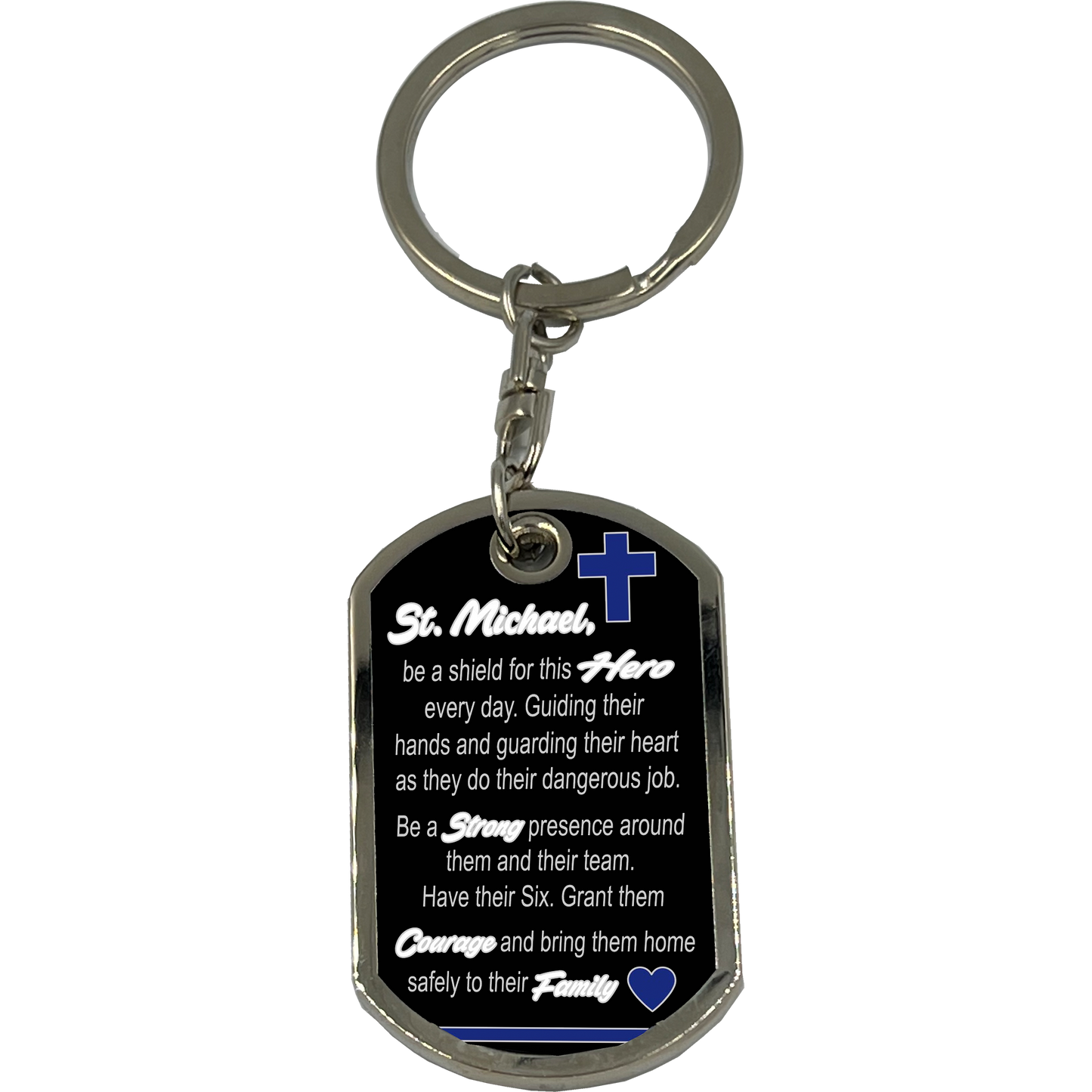 GL5-005 Police Officer Prayer Saint Michael Protect Us Matthew 14:30 Challenge Coin Dog Tag Keychain Thin Blue Line