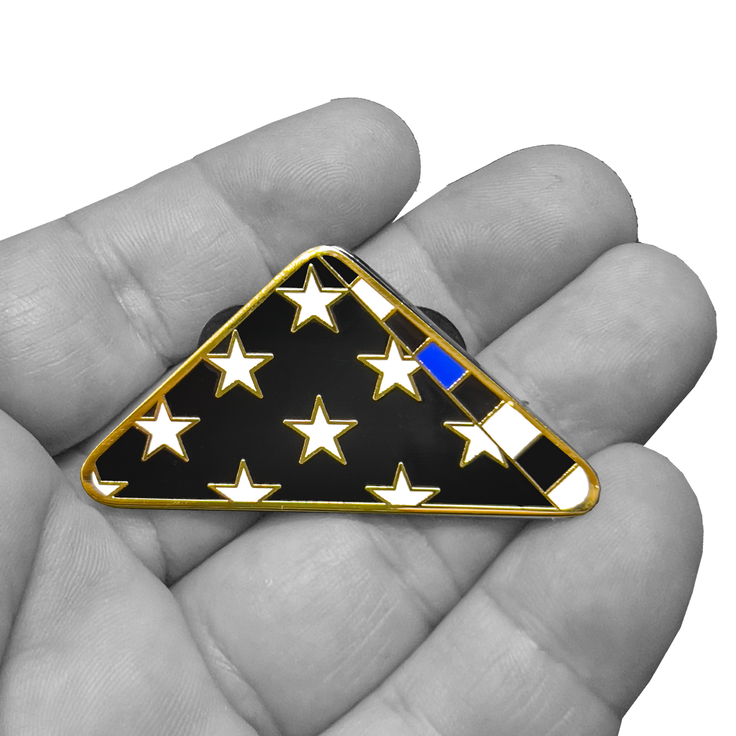 PBX-004-E Thin Blue Line Police Honor Guard Folded US Flag Pin FBI ATF CBP BPD NYPD