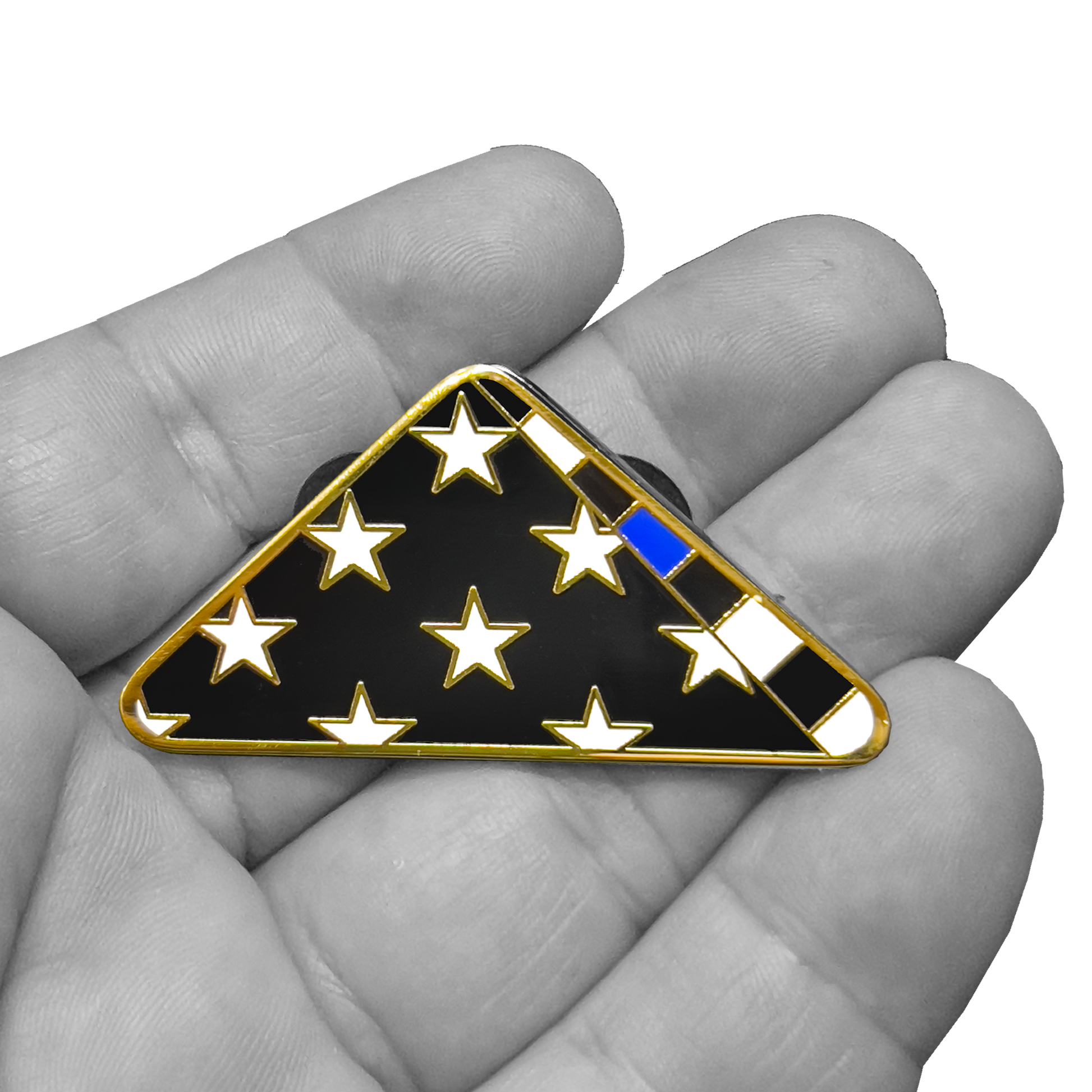 PBX-004-E Thin Blue Line Police Honor Guard Folded US Flag Pin FBI ATF –  America's Front Line® www.AmericasFrontLine.com
