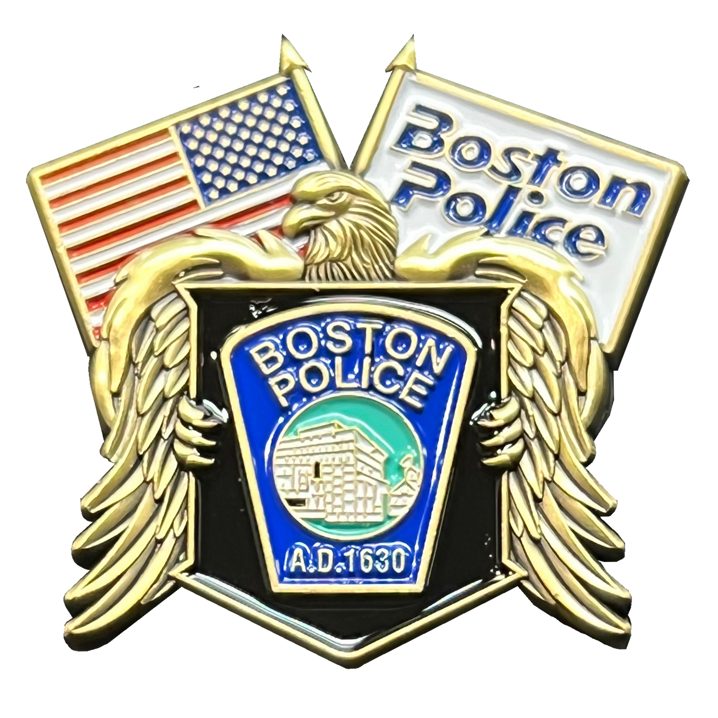 GL4-013 Boston Police American Flag Lapel Pin