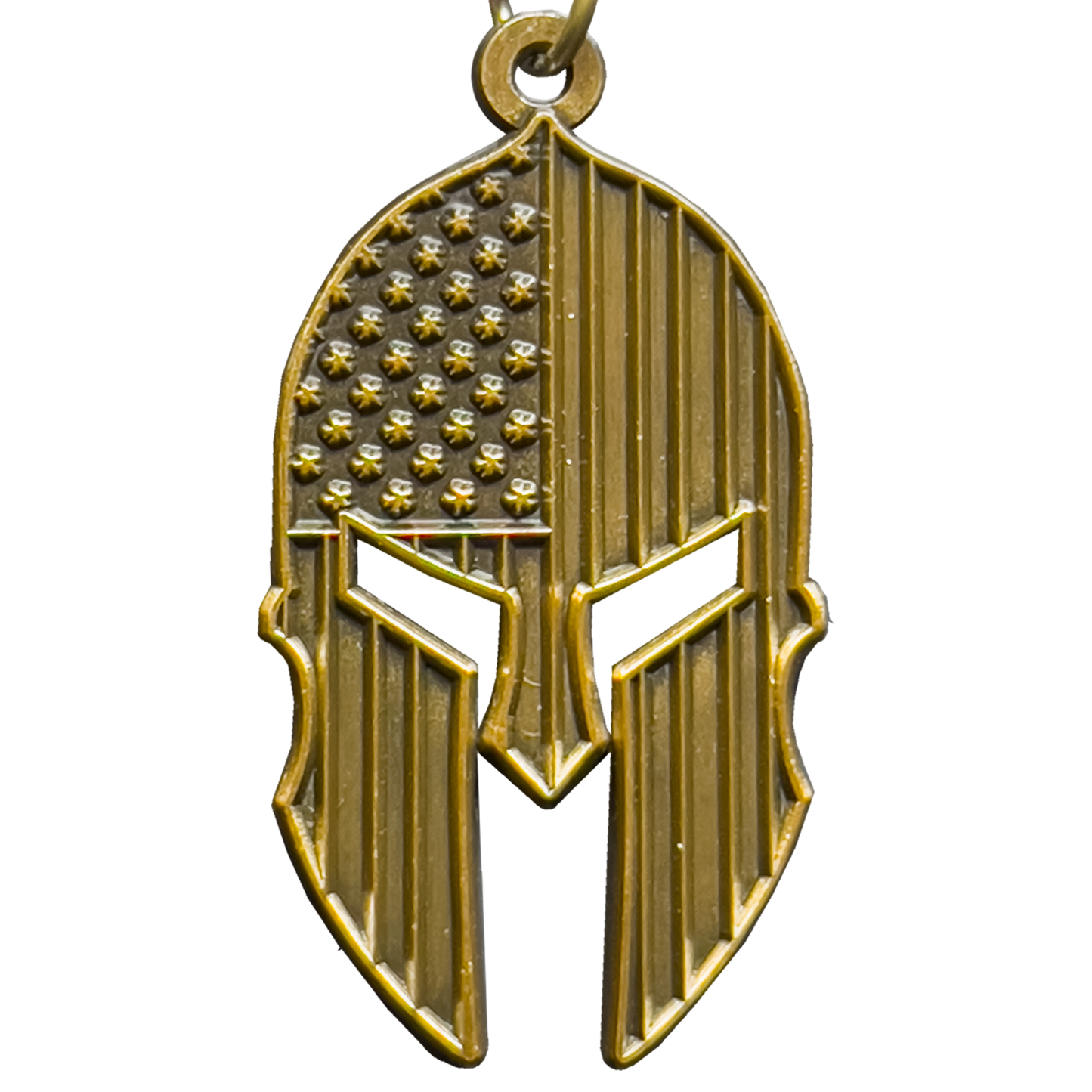 GHKB-1G Gladiator Patriot American Flag Spartan Helmet Keychain Military Veteran Antique Bronze