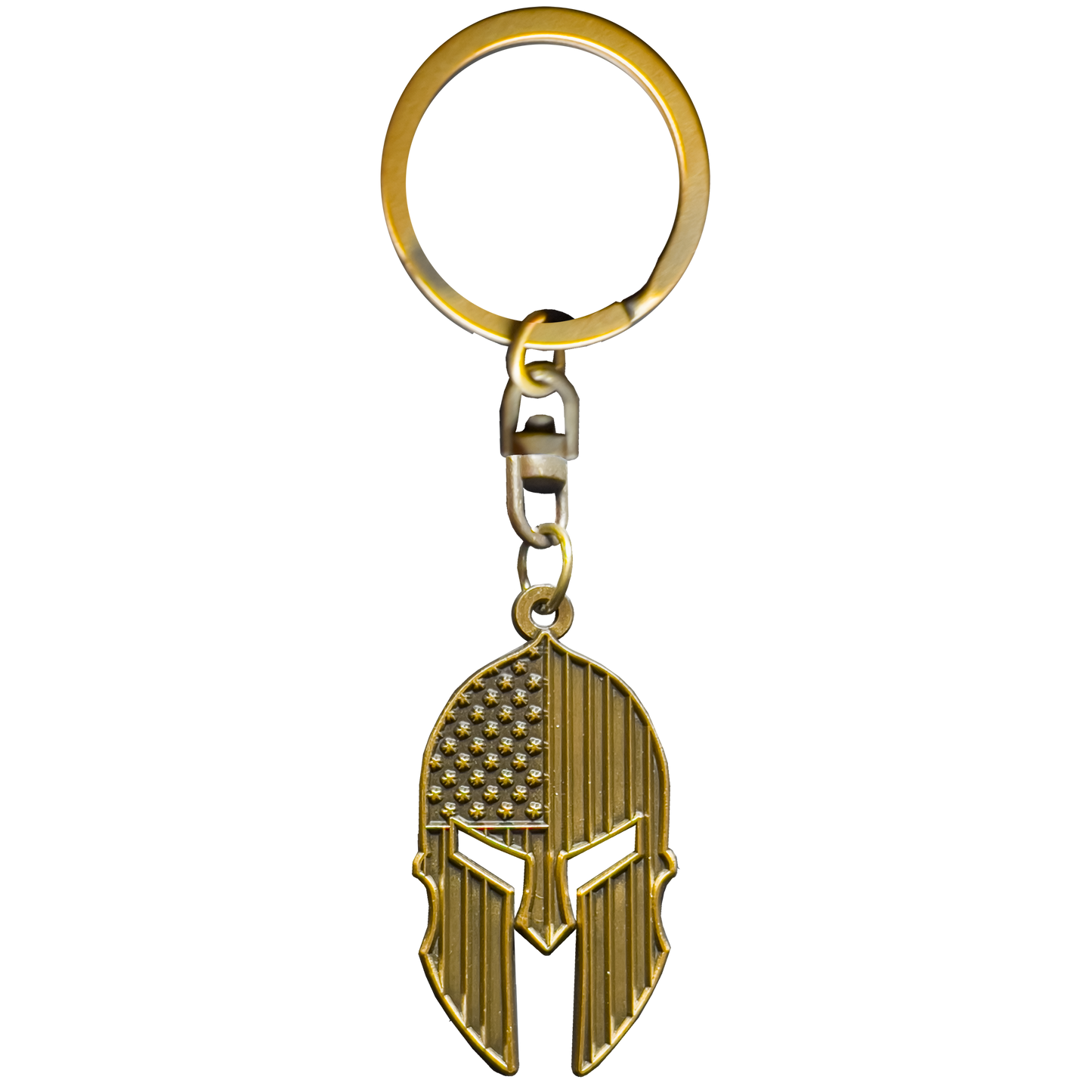 GHKB-1G Gladiator Patriot American Flag Spartan Helmet Keychain Military Veteran Antique Bronze