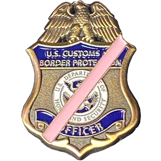 CL13-05 CBP Officer Thin Pink Line Breast Cancer Awareness Mourning Band Pin with dual pin posts Field Operations Ops