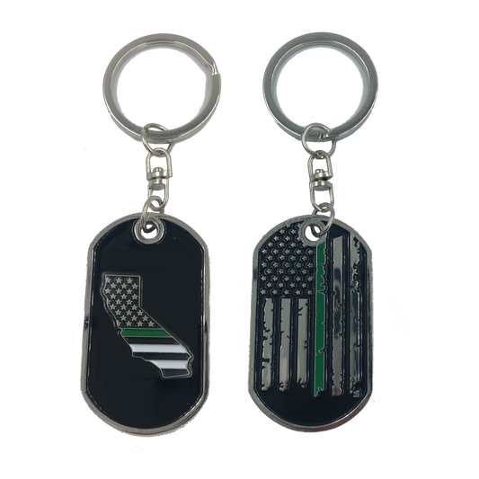 HH-010 California Thin Green Line Challenge Coin Dog Tag Keychain Police CBP Sheriff Border Patrol Army Marines