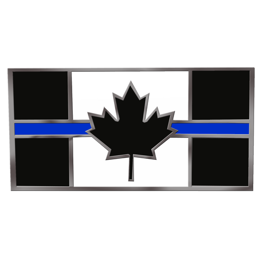 CL2-13 Canada Thin Blue Line Flag Cloisonne' hard enamel large 1.75 inch Royal Canadian Mounted Police pin with double pin back