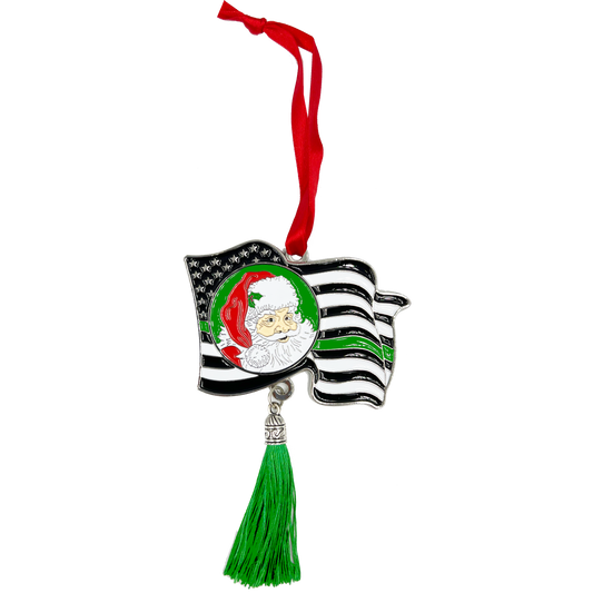 GL2-020 Thin Green Line Flag Merry Christmas Ornament Border Patrol Marines Army Military Deputy Sheriff