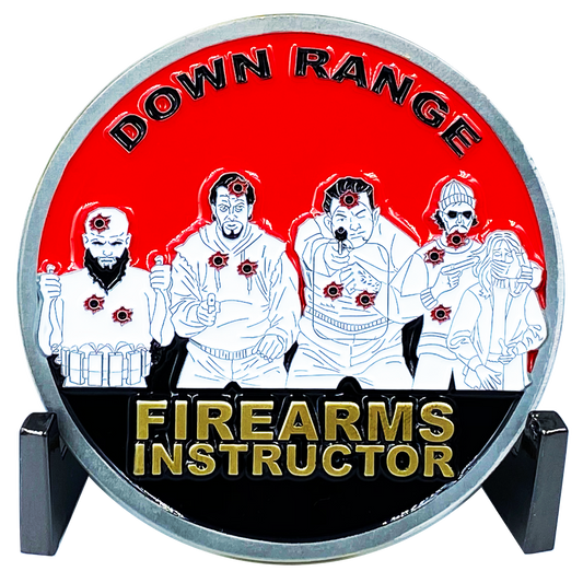 DL3-07 Firearms Instructor Down Range Police Military Target Challenge Coin