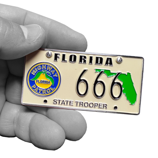 BL2-009B FHP Florida Highway Patrol State Police Zombie License Plate Challenge Coin