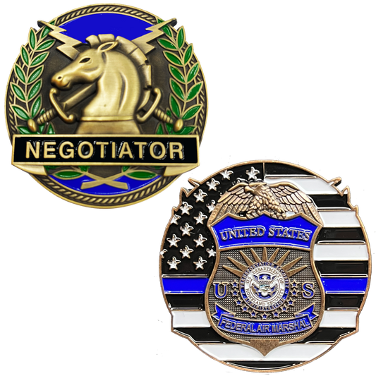 GL13-004 FAM Federal Air Marshal Thin Blue Line Negotiator Challenge Coin