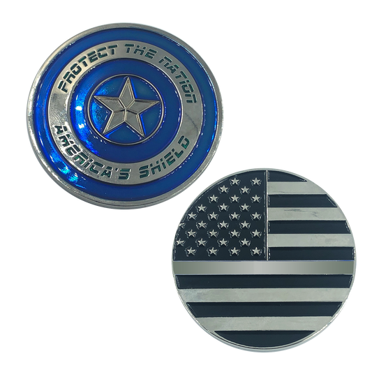 BL7-020 Thin GRAY Captain America Shield Police Corrections CO Correctional Officer Prison Guard