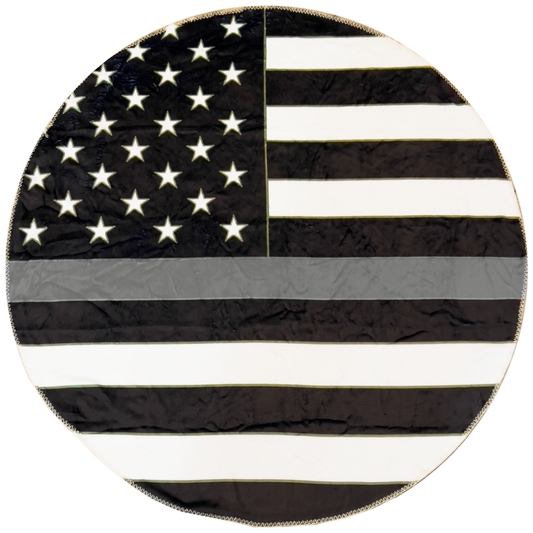 EL10-017 Official America's Front Line Thin Gray Line Correctional Officer Round Blanket Bedding Sofa Couch Throw