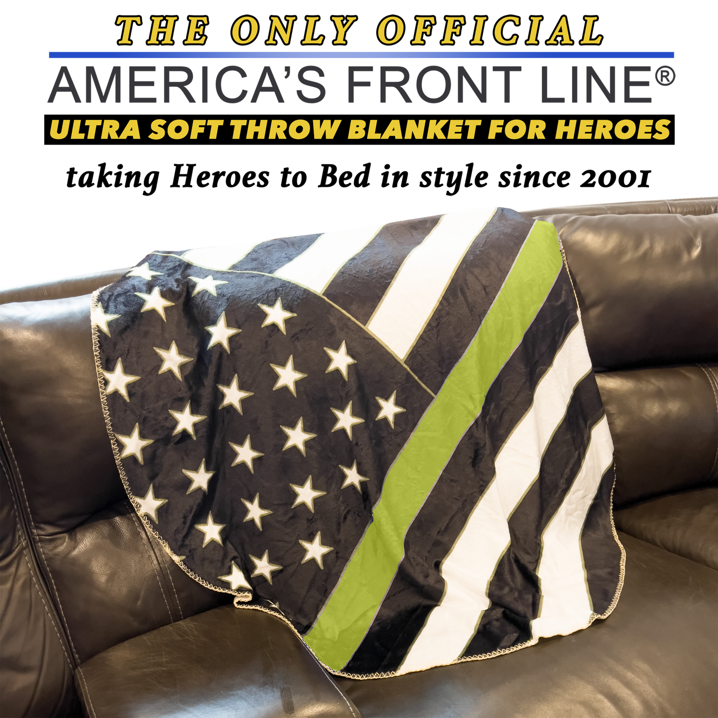 EL10-017 Official America's Front Line Thin Gold Line 911 Emergency Dispatcher Round Blanket Bedding Sofa Couch Throw Trucker Yellow