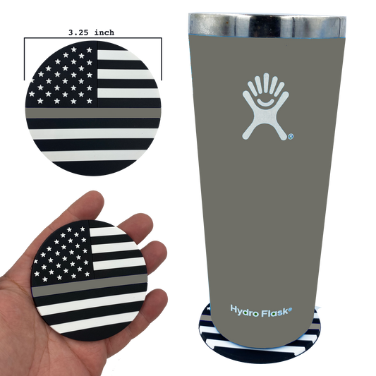 DL4-03 Thin Gray Line Correctional Officer American Flag Silicone Coaster for drinks CO Corrections